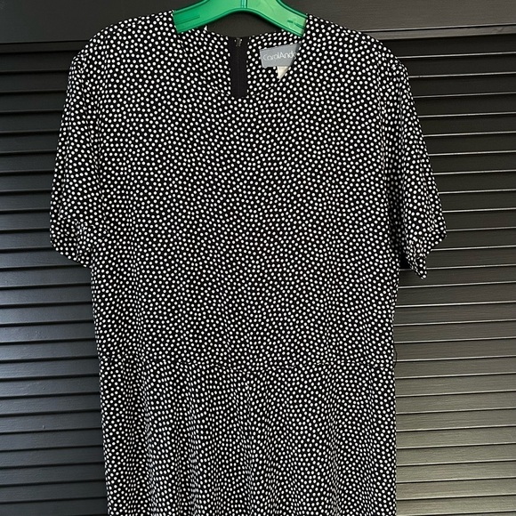 Vintage 90’s RomCom Style Long and Loose Black and White Polka Dot Dress, Size 6 - Picture 3 of 14
